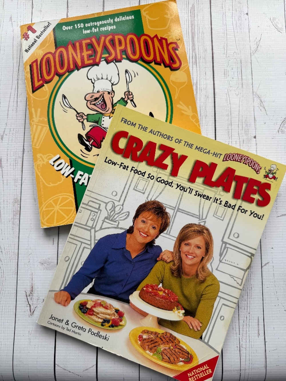 Vintage Looneyspoons & Crazy Plates Cookbook Set | Best-Selling Low-Fat Cookbook